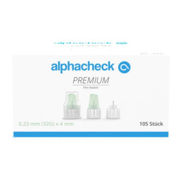 Alphacheck Premium Pen-Nadeln 4 mm x 32G - Pennadeln / 105 Stück