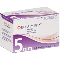BD Ultra-Fine 0,25 (31G) x 5 mm - Standard Pennadeln / 105 Stück