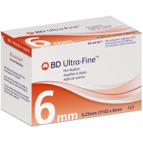 BD Ultra-Fine 0,25 (31G) x 6 mm - Standard Pennadeln / 105 Stück