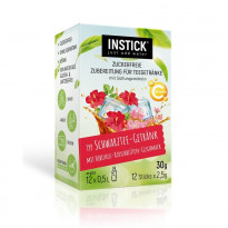 INSTICK Schwarzer Tee Hibiskus & Kirschblüte - zuckerfreies Instant-Getränk - Größe S / 12 Sticks
