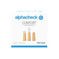 alphacheck COMFORT Lanzette 23G - Sicherheitslanzetten / 100 Stück 