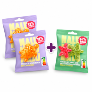 NALU Fruchtgummi AKTION 2x Schildkröten Pfirsich + 1x Saure Seesterne GRATIS