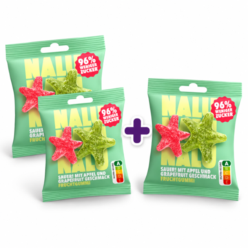 NALU Fruchtgummi AKTION 2x Saure Seesterne + 1 Beutel GRATIS