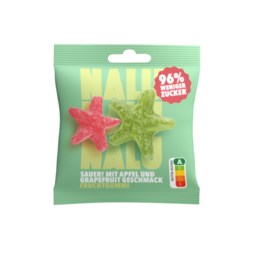 NALU Fruchtgummi Saure Seesterne  - Apfel- und Grapefruit / 50 g Beutel